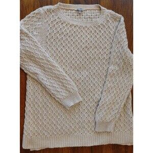Lagenlook Vine & Leaf Pattern TALBOTS Pullover Crew Sweater WOOLBLEND XLP
